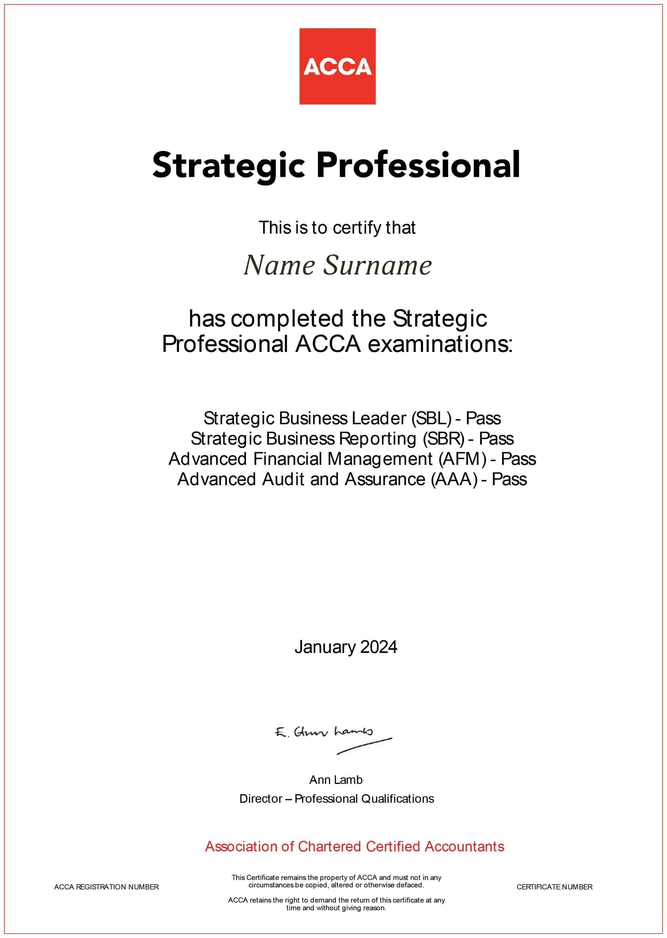 ACCA Certificate