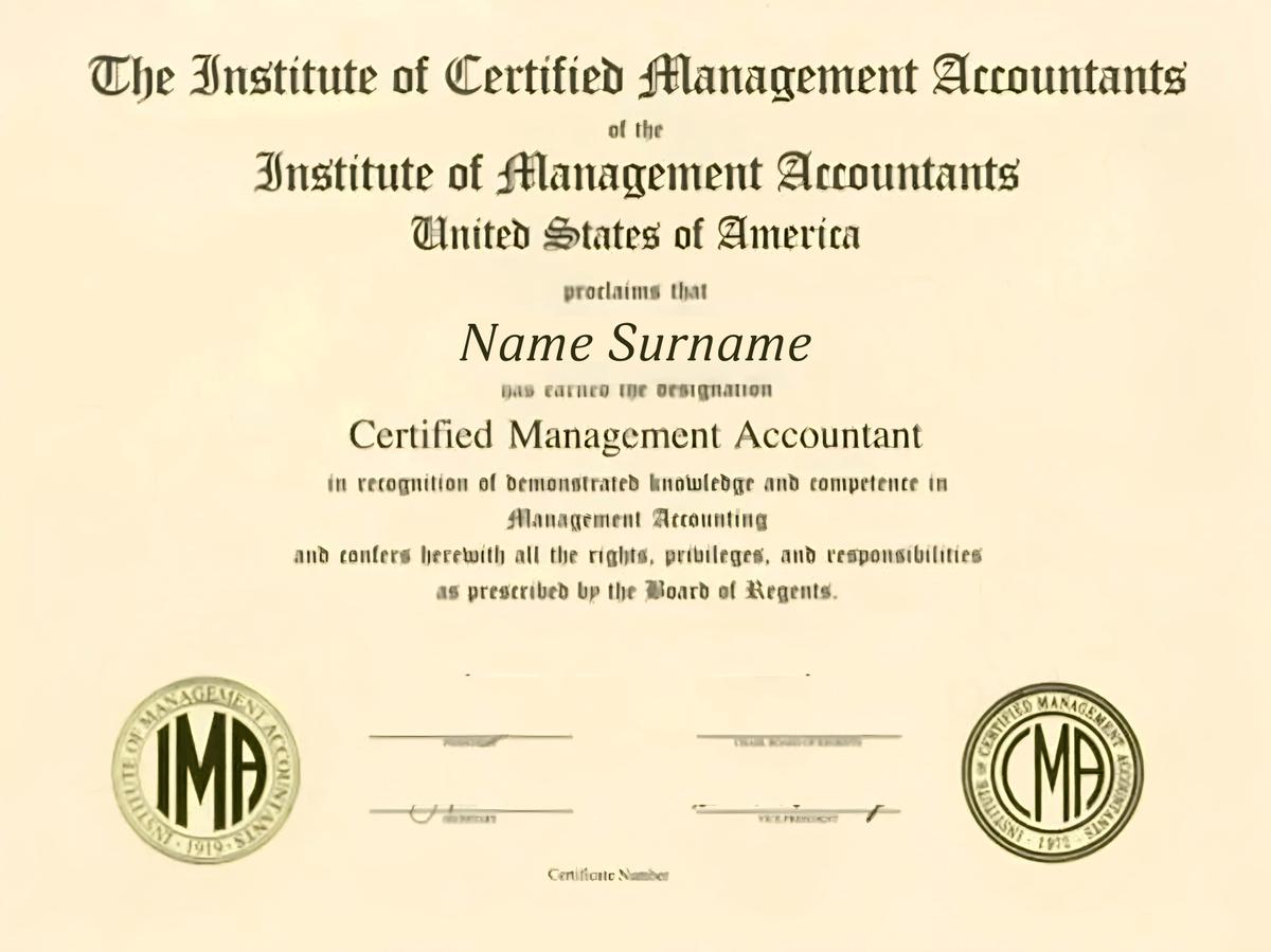 CMA USA Certificate