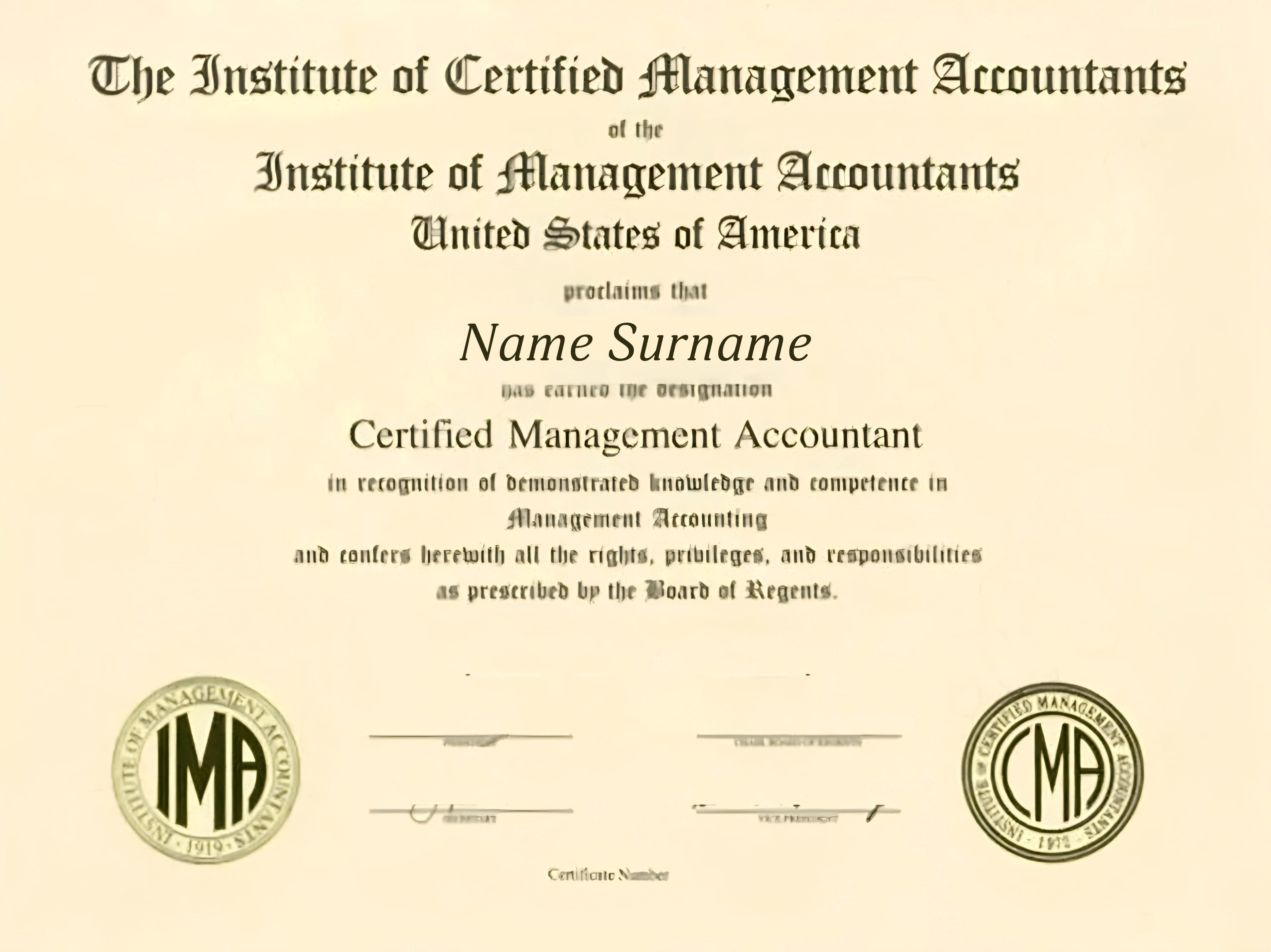 CMA USA Certificate